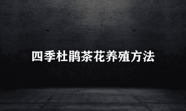 四季杜鹃茶花养殖方法