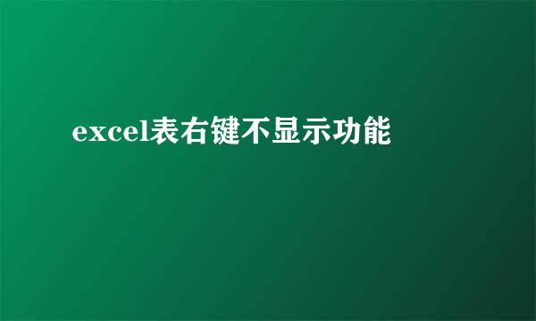 excel表右键不显示功能