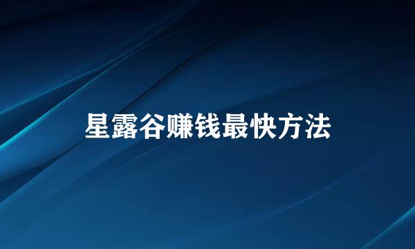 星露谷赚钱最快方法