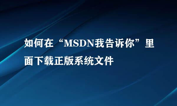 如何在“MSDN我告诉你”里面下载正版系统文件