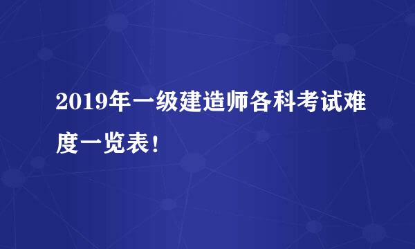 2019年一级建造师各科考试难度一览表！
