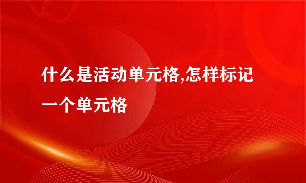 什么是活动单元格,怎样标记一个单元格