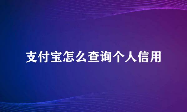 支付宝怎么查询个人信用