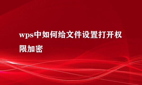 wps中如何给文件设置打开权限加密