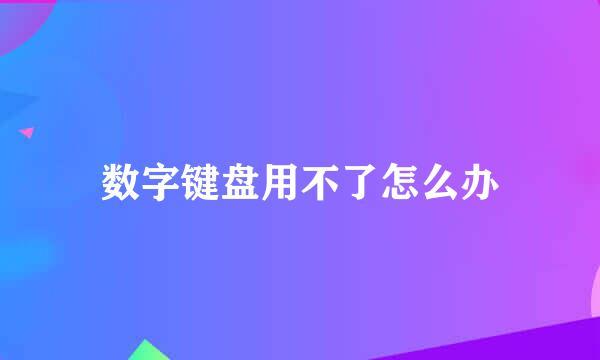 数字键盘用不了怎么办
