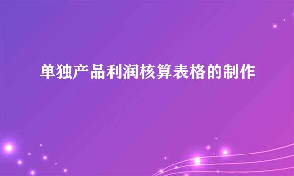 单独产品利润核算表格的制作