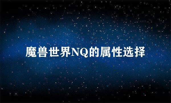 魔兽世界NQ的属性选择