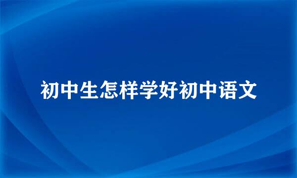初中生怎样学好初中语文
