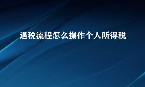退税流程怎么操作个人所得税