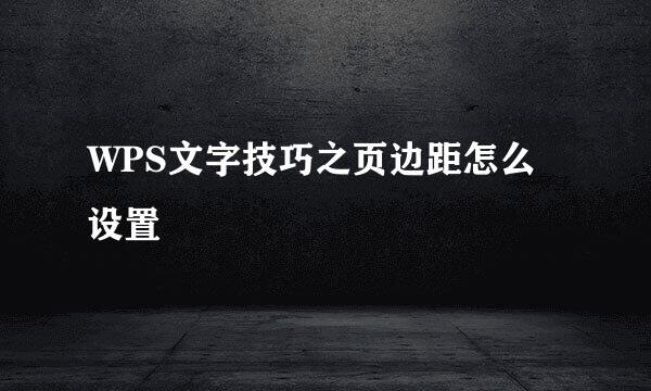 WPS文字技巧之页边距怎么设置