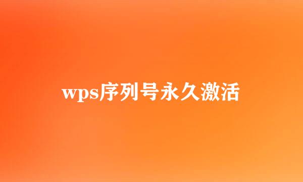 wps序列号永久激活