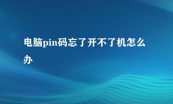 电脑pin码忘了开不了机怎么办