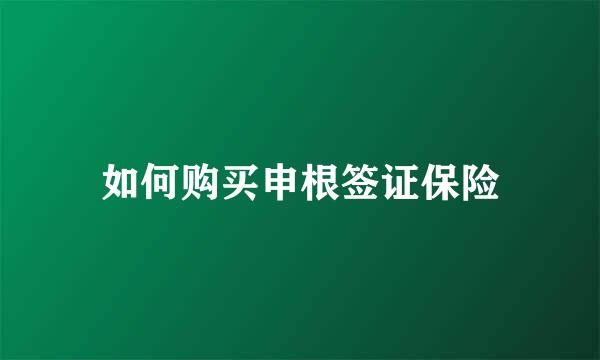 如何购买申根签证保险