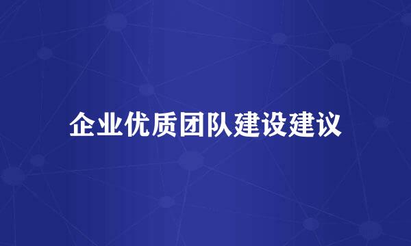 企业优质团队建设建议