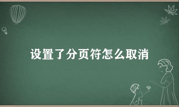 设置了分页符怎么取消