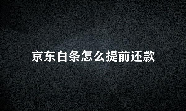 京东白条怎么提前还款