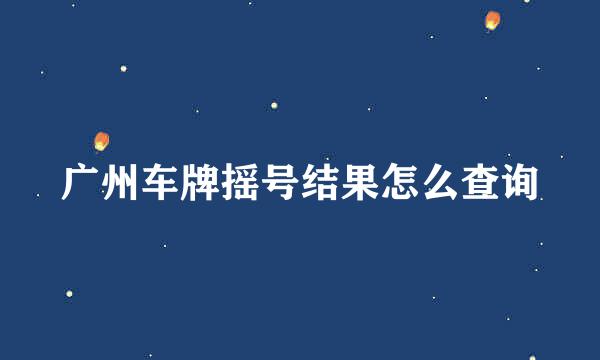 广州车牌摇号结果怎么查询