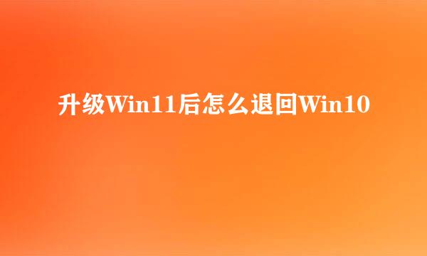 升级Win11后怎么退回Win10