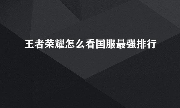 王者荣耀怎么看国服最强排行