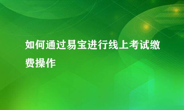 如何通过易宝进行线上考试缴费操作