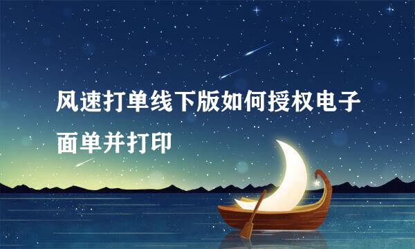 风速打单线下版如何授权电子面单并打印