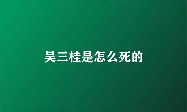 吴三桂是怎么死的