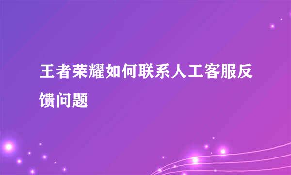 王者荣耀如何联系人工客服反馈问题