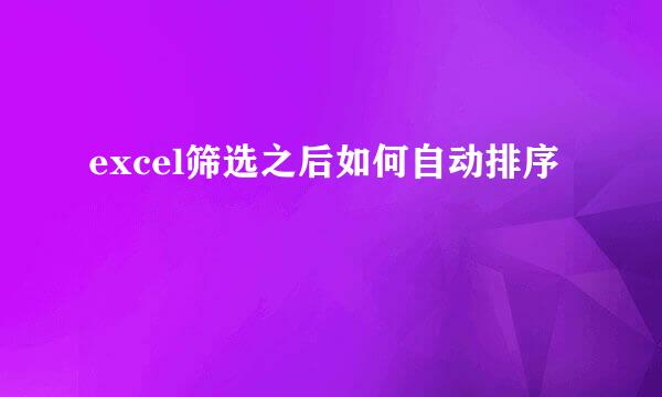 excel筛选之后如何自动排序