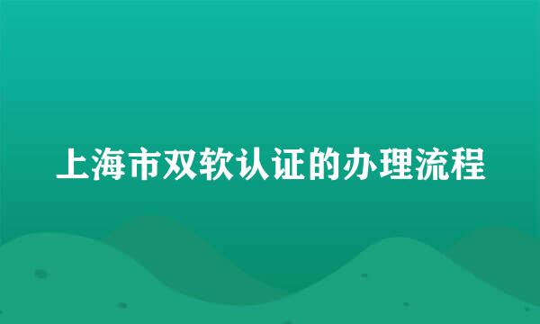 上海市双软认证的办理流程