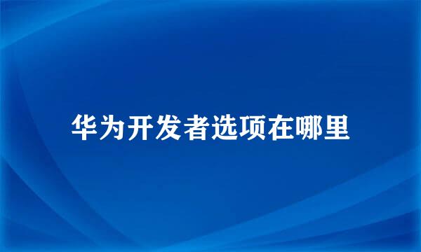 华为开发者选项在哪里