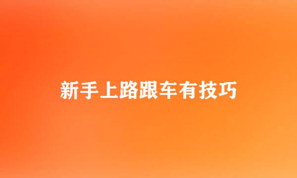 新手上路跟车有技巧