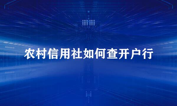 农村信用社如何查开户行