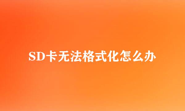 SD卡无法格式化怎么办