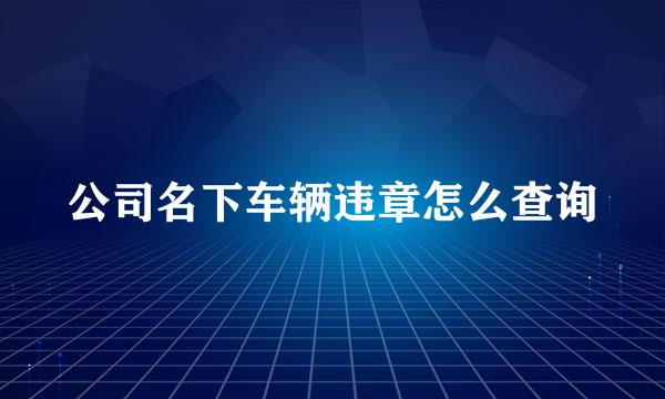 公司名下车辆违章怎么查询
