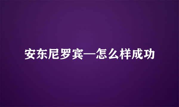 安东尼罗宾—怎么样成功