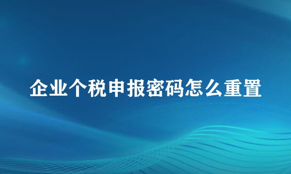企业个税申报密码怎么重置