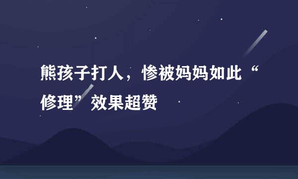 熊孩子打人，惨被妈妈如此“修理”效果超赞