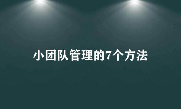 小团队管理的7个方法