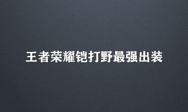 王者荣耀铠打野最强出装