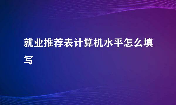就业推荐表计算机水平怎么填写