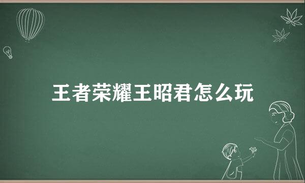王者荣耀王昭君怎么玩