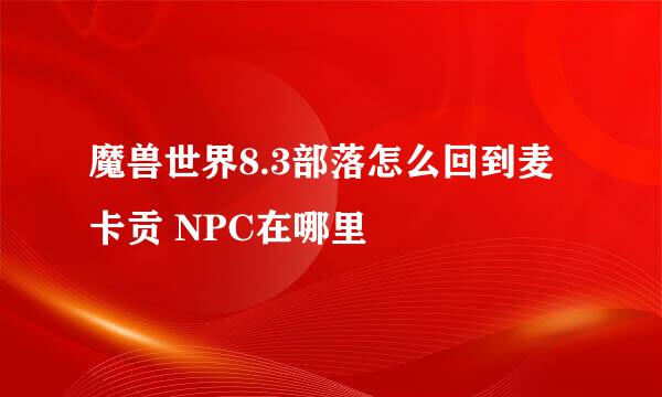 魔兽世界8.3部落怎么回到麦卡贡 NPC在哪里