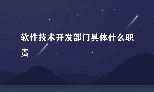 软件技术开发部门具体什么职责