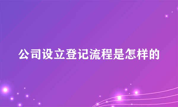 公司设立登记流程是怎样的
