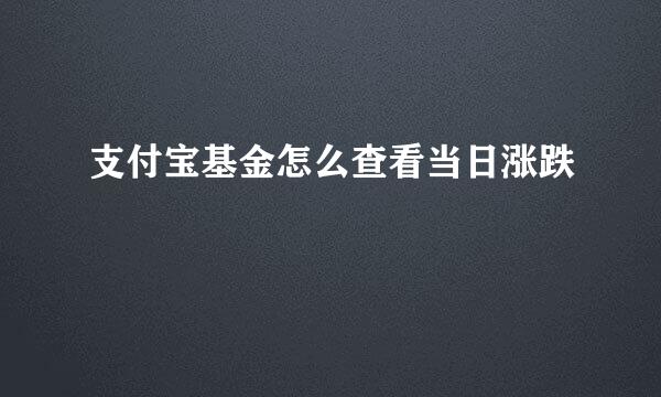 支付宝基金怎么查看当日涨跌