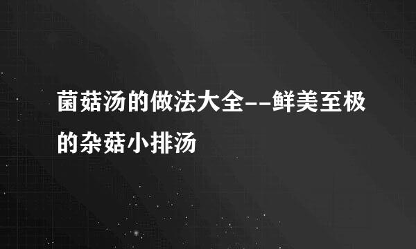 菌菇汤的做法大全--鲜美至极的杂菇小排汤