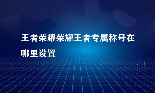王者荣耀荣耀王者专属称号在哪里设置