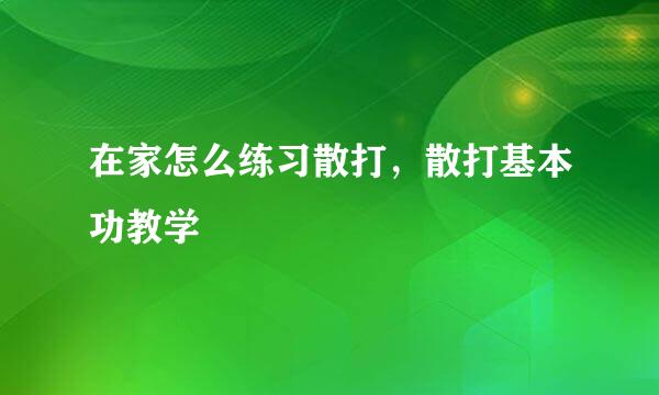 在家怎么练习散打，散打基本功教学