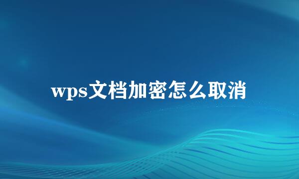 wps文档加密怎么取消