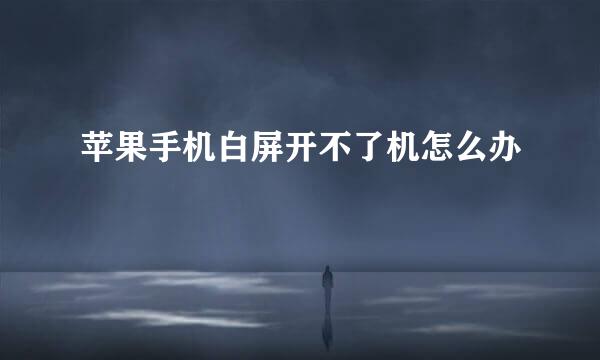 苹果手机白屏开不了机怎么办